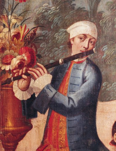 A Flautist (detail) by Mexican School